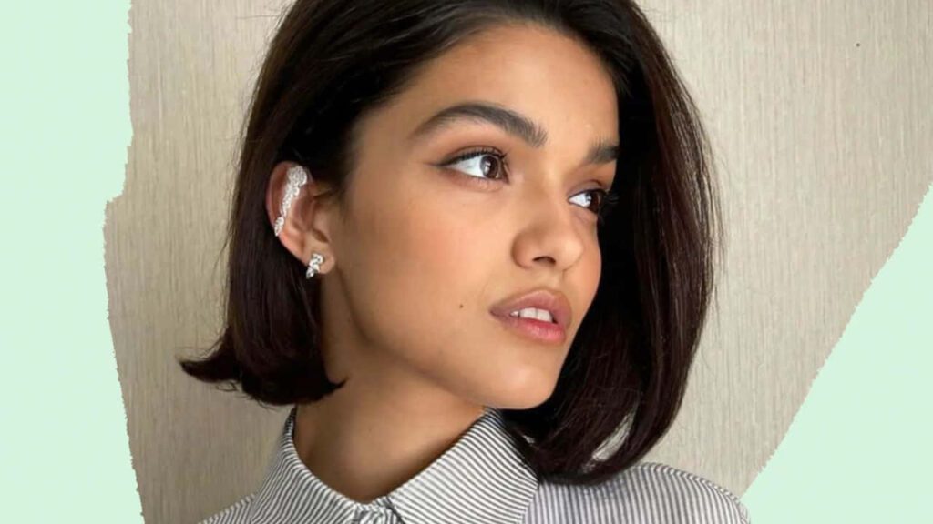 model rambut pendek wanita gemuk, side part bob