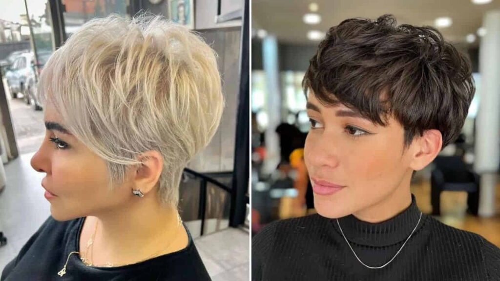 model rambut pendek wanita gemuk, textured pixie