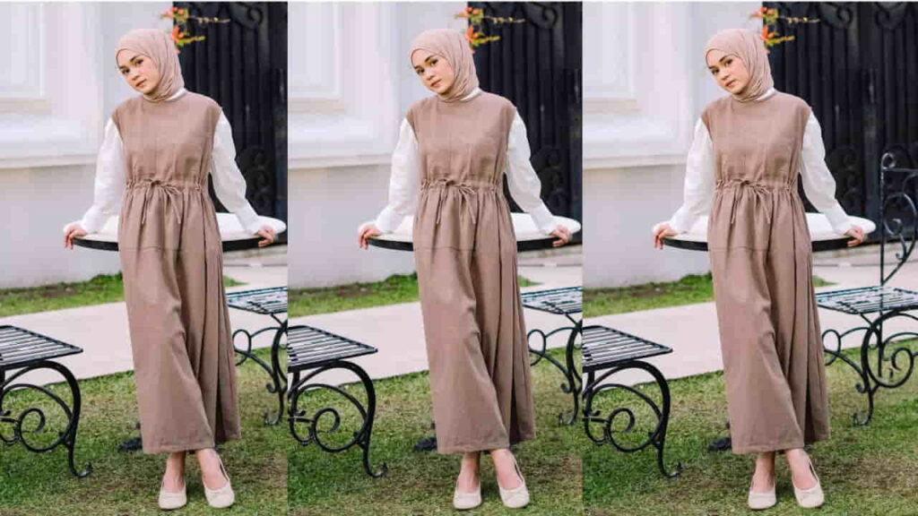 retro style hijab, aksen bell sleeves