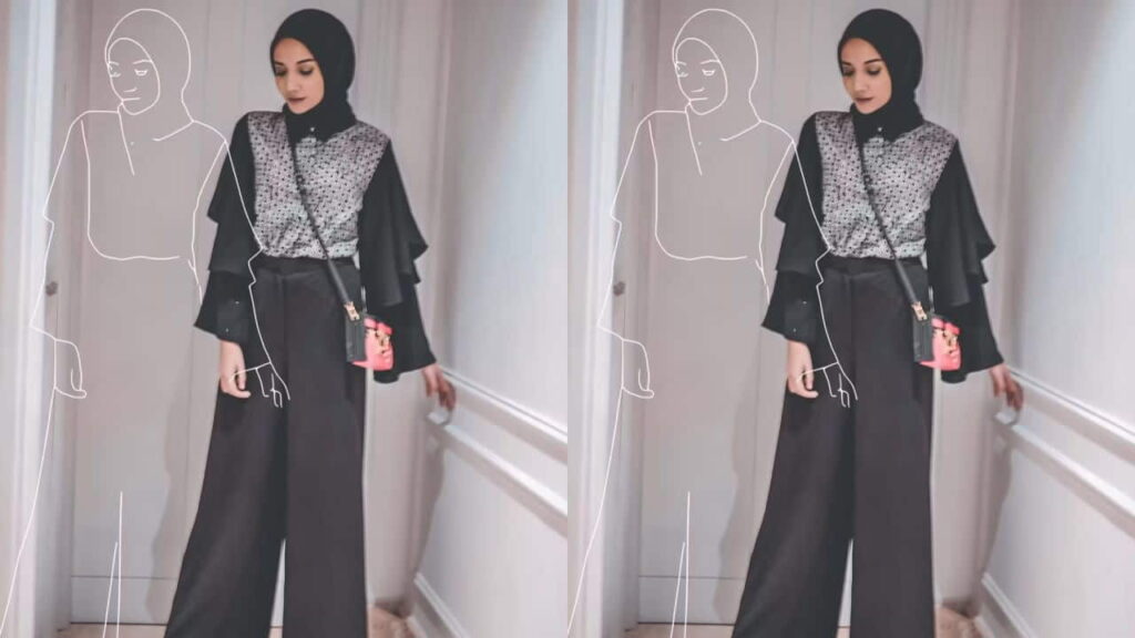 retro style hijab, blouse dan palazzo