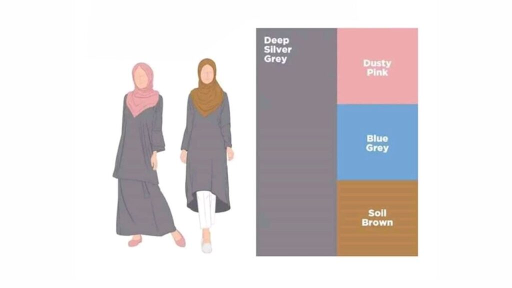 warna kelabu dengan dusty pink